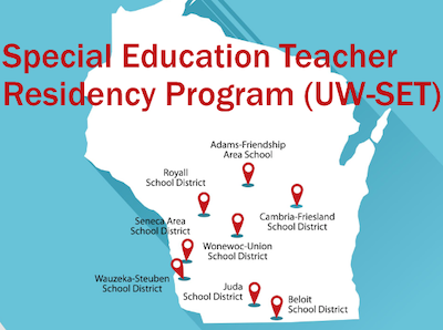 Illustration of Wisconsin with title Special Education Teacher Residency Program