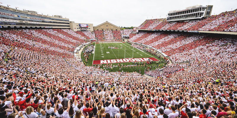 Camp Randall Stadium on a Badgers football game day.