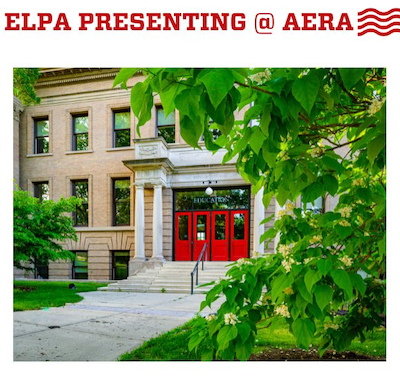 ELPA presenting at AERA with an image of the red doors