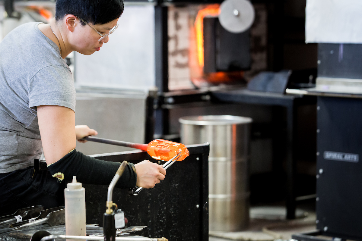 Helen Lee works with glass