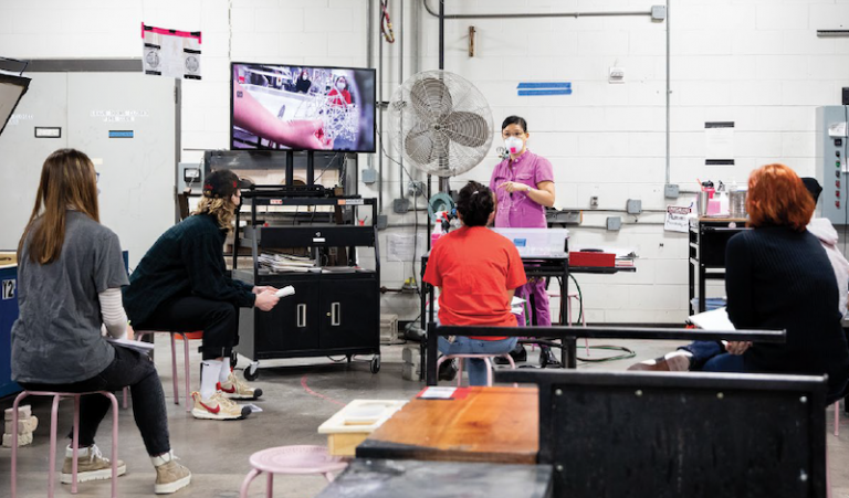 Helen Lee in the UW Glass Lab