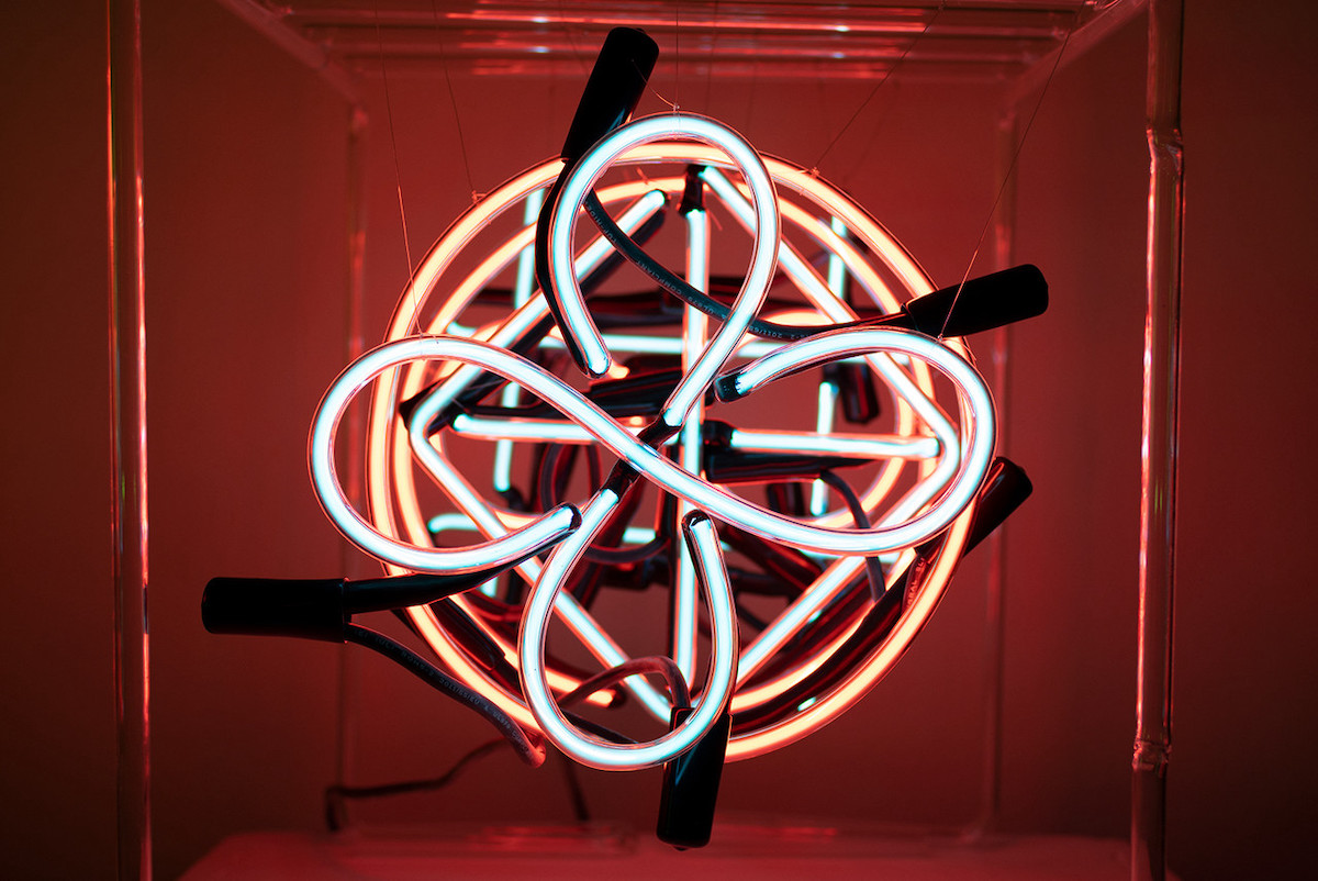 Twisted and layered neon glass artwork by Lauren Aria