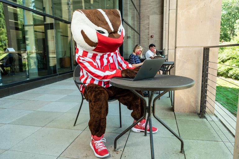 Bucky on the terrace of the Education Building.