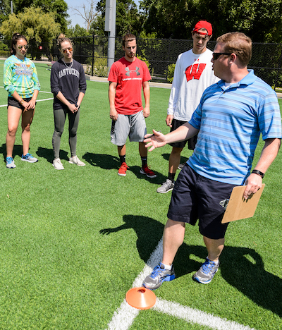 David Bell teaches students about sports science