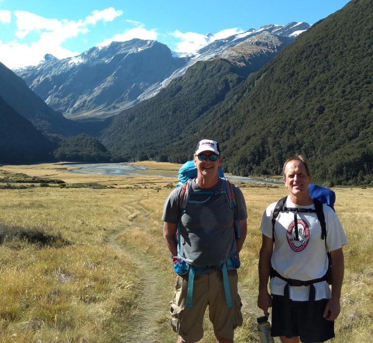 Gary Diffee and Chris Baldi hiking in New Zealand