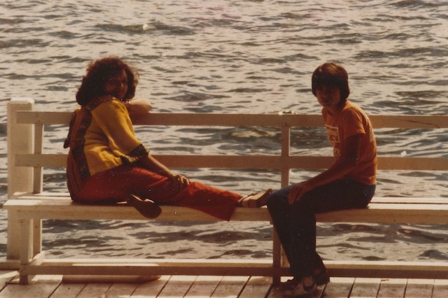 Jenny Alexander with her son, David Haskins, at Lake Geneva in 1979.