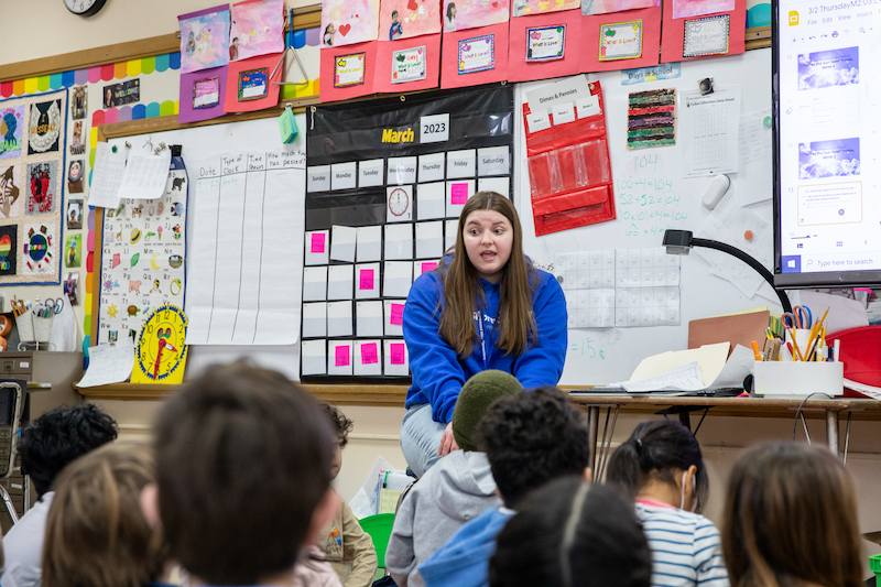 A teacher and class