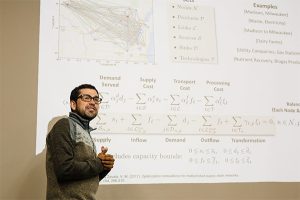 Zavala presents some of his research on systems thinking and environmental issues during a Bloom design session with teachers and Field Day staff. 