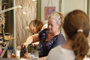 Mobely, teaching a class at Torn Edge Arts