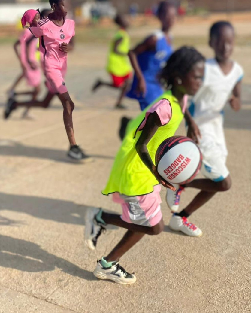 Children playing basketball