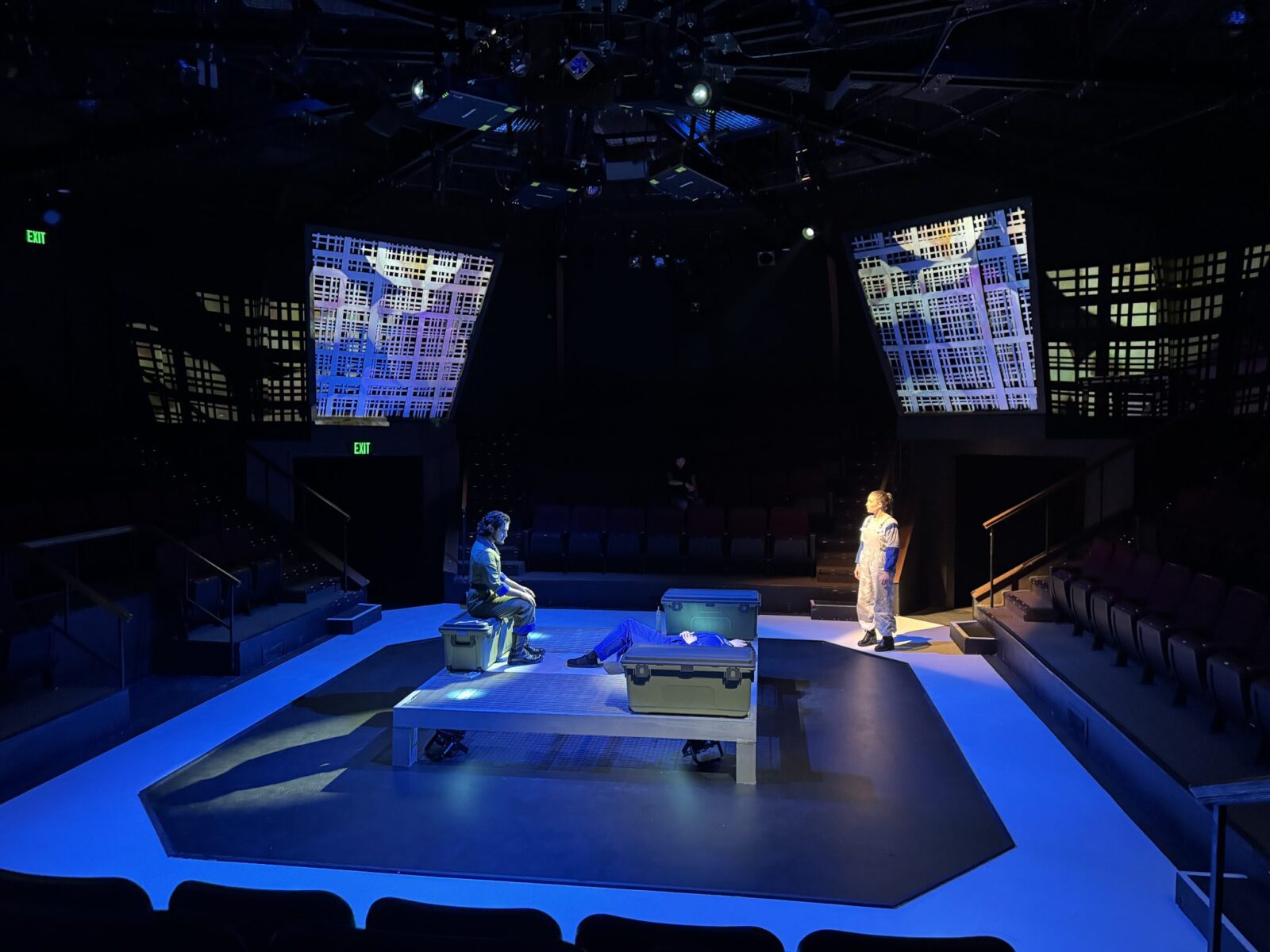 A scene from “Walden (remix),” with lighting and media design by Megan Reilly