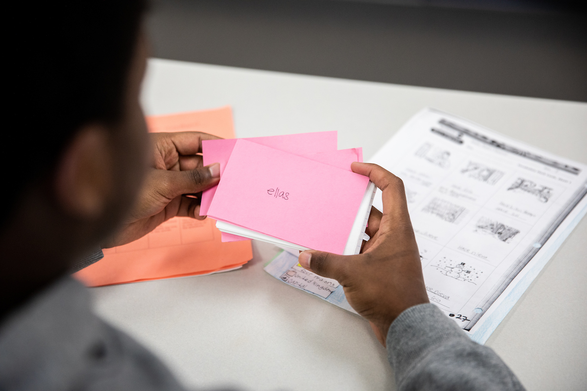 a student studying spanish