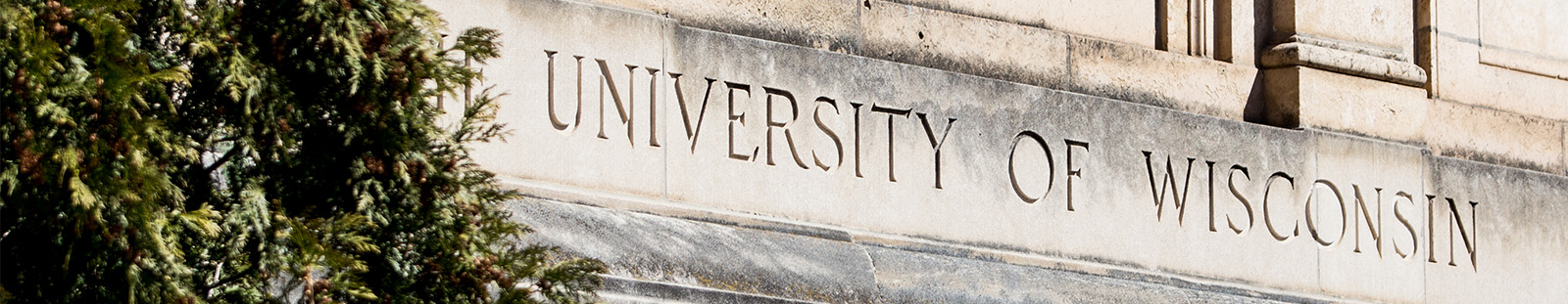 exterior of the Memorial Union showing the "University of Wisconsin" engraved title