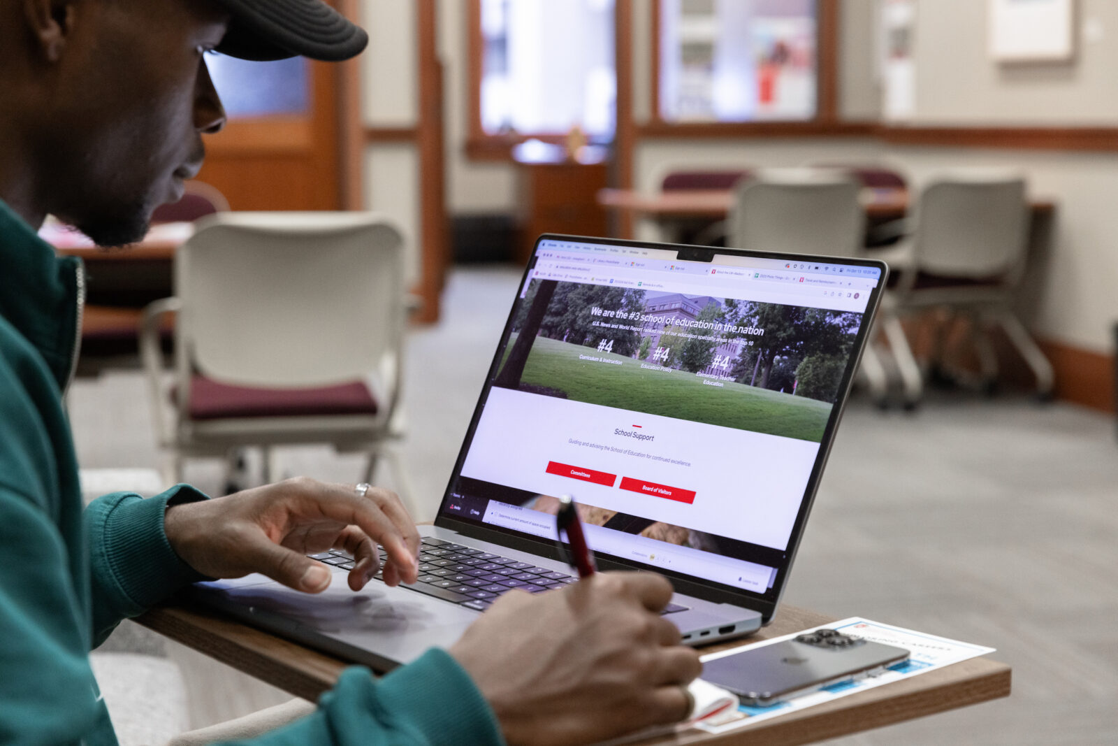 a student on a computer