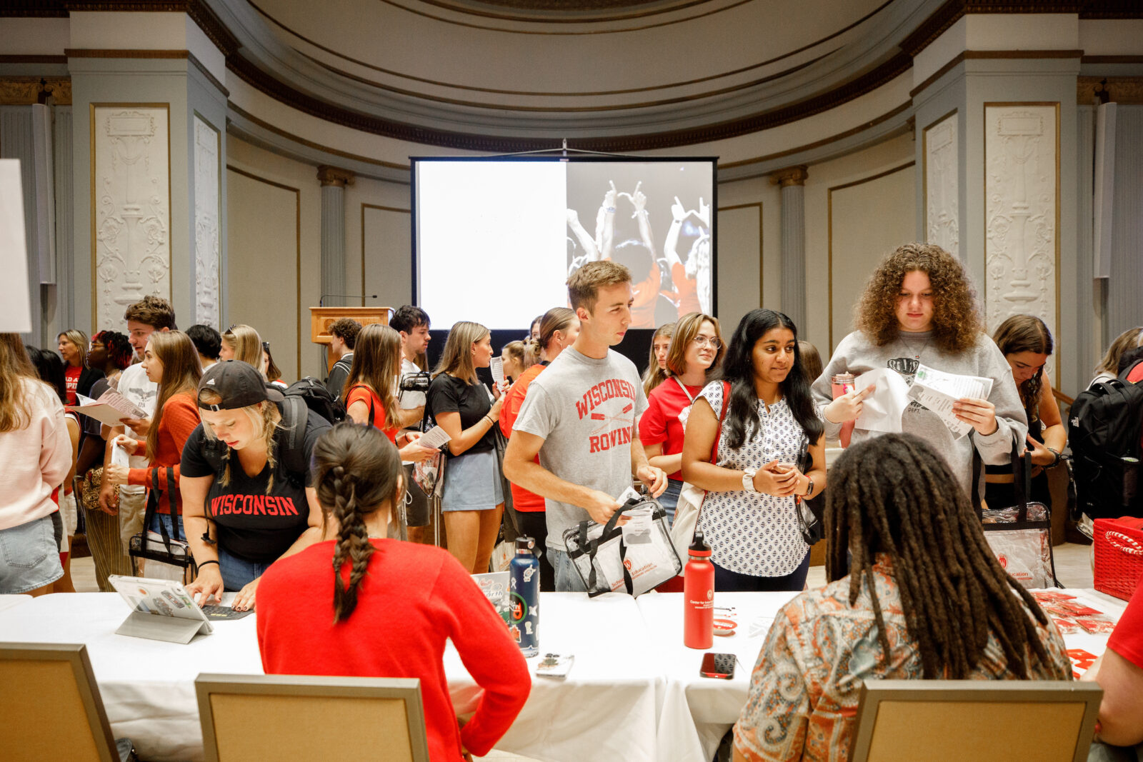 students attending a new student welcome event