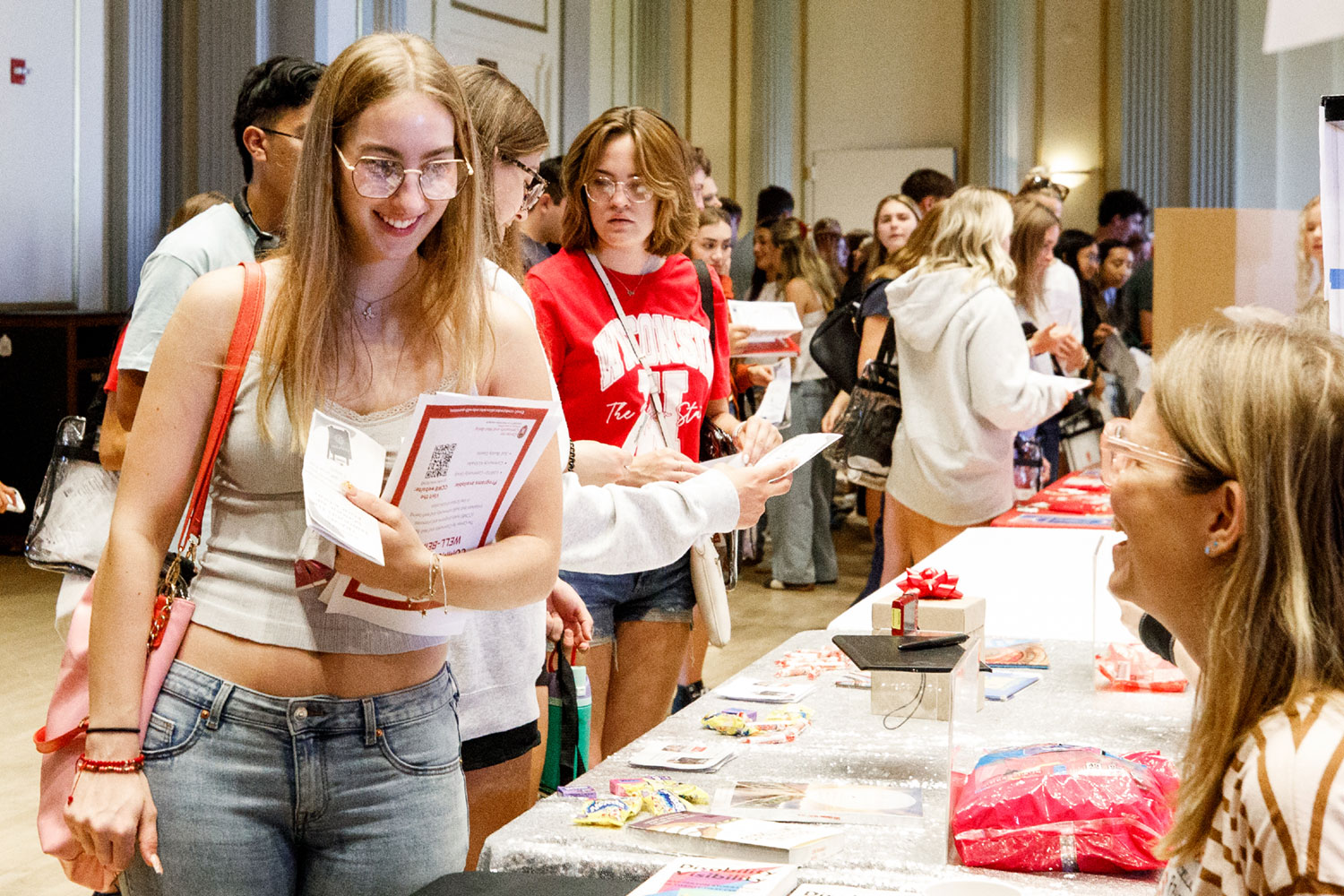 Student attending a student organization fair