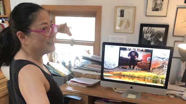 Li Chiao-Ping teaching dance from home