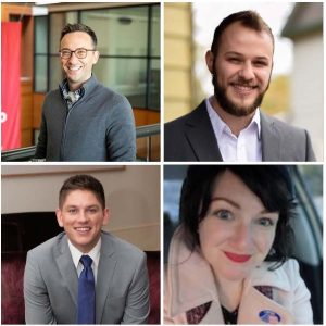 Headshots of Nick Hillman, Jared Colston, Joshua Bach-Hanson, and Audrey Peek