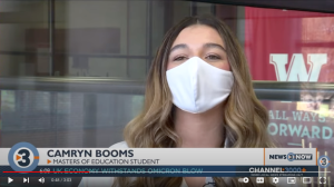 Screenshot of Camryn Boons on Channel 3000 report