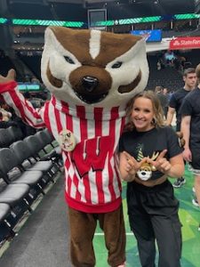 Allison Larsen with Bucky Badger