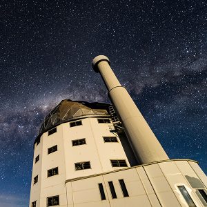 Telescope Dome in South Africa under a starry sky