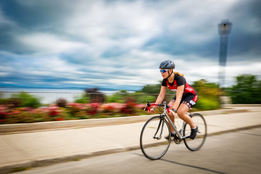a person riding their bike on observatory drive