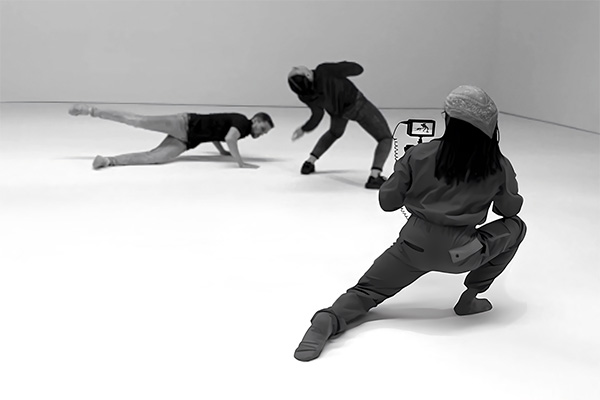 Dance students performing for a video