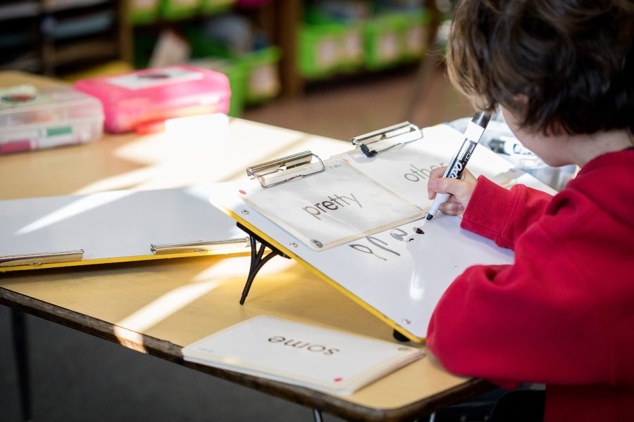 a child doing homework at their desk